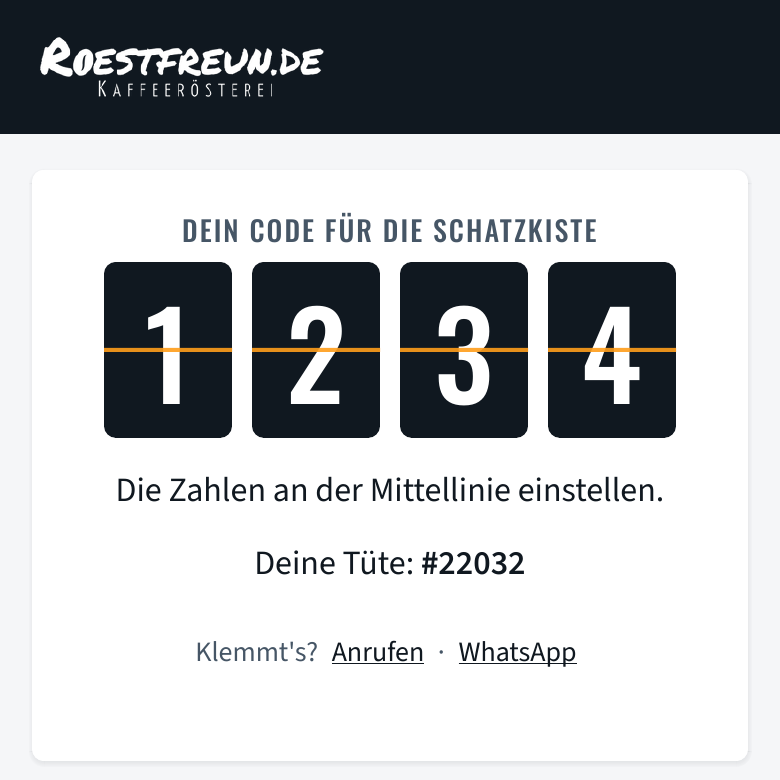 Der aktuelle Zahlencode groß als vier Ziffern